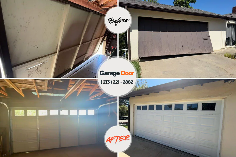 Before and after: garage door installation Liberty Triangle, FL